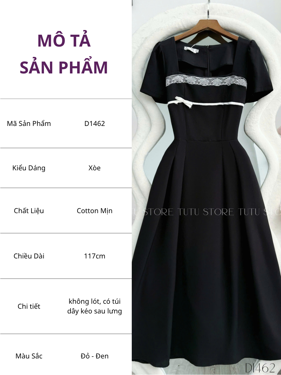 Đầm Cotton Mịn Thiết Kế TuTu Store Phù Hợp Đi Chơi Dành Cho Nữ - Mã D1462