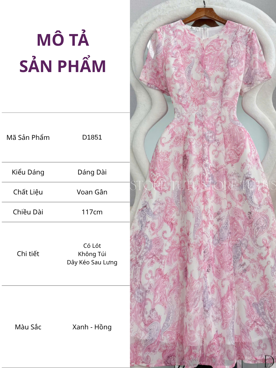 Đầm Thiết Kế Cổ Tròn Dáng Dài Đầm Đi Tiệc TuTu Store Mã D1851