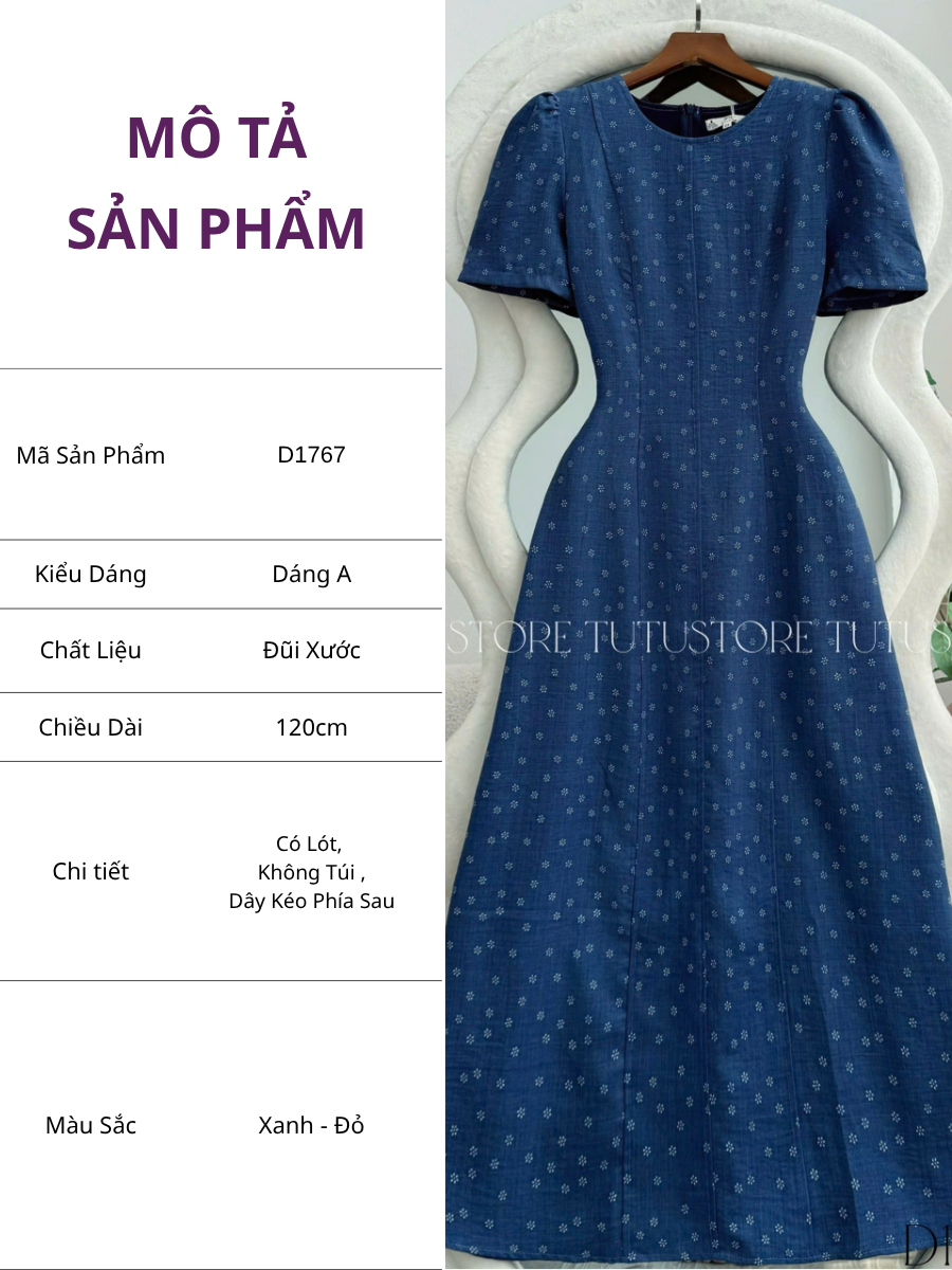 Đầm Thiết Kế Cổ Tròn Dáng A Dài Đi Tiệc TuTu Store Mã D1767