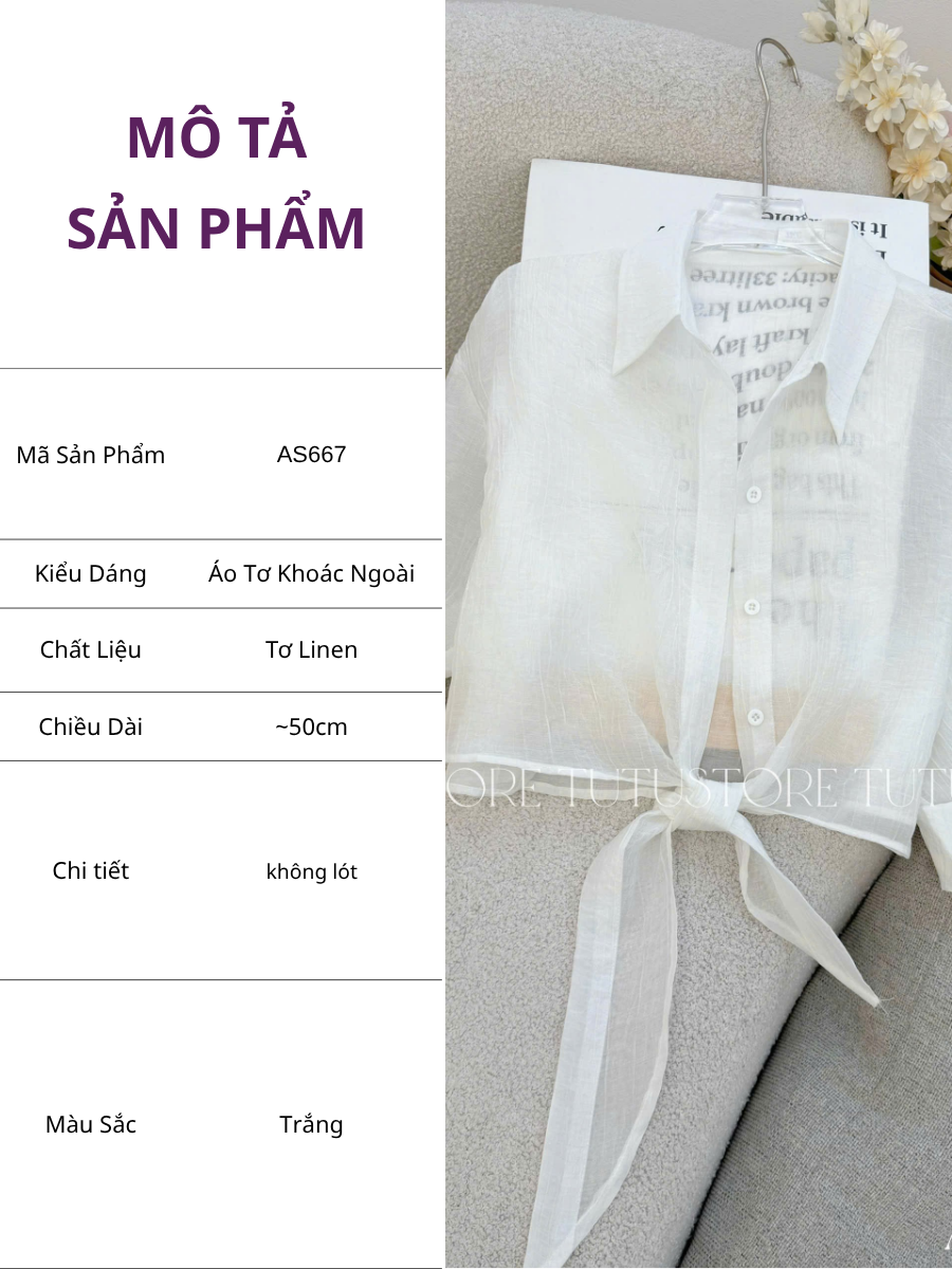 Áo Thiết Kế Cổ Sơ Mi Mỏng Khoác Ngoài Đi Chơi TuTu Store Mã AS667
