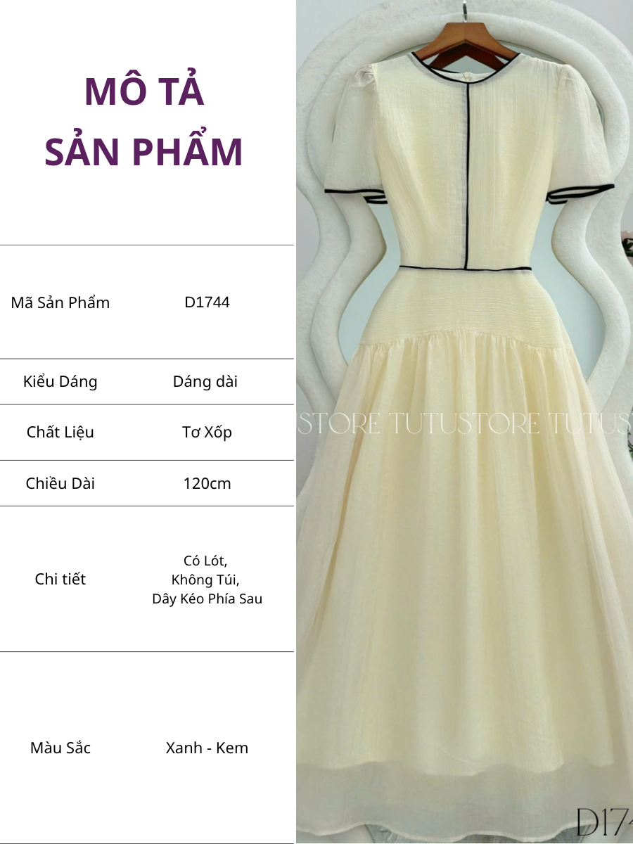 Đầm Thiết Kế Cổ Tròn Dáng Xòe Đi Chơi TuTu Store Mã D1744
