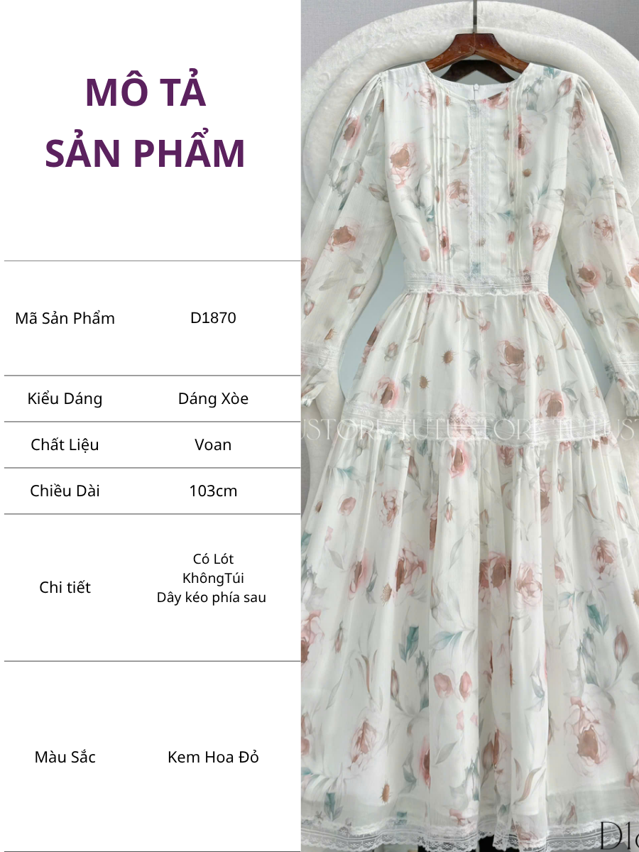 Đầm Thiết Kế Cổ Tròn Tay Dài Dáng Ngắn Đầm Đi Tiệc TuTu Store Mã D1870