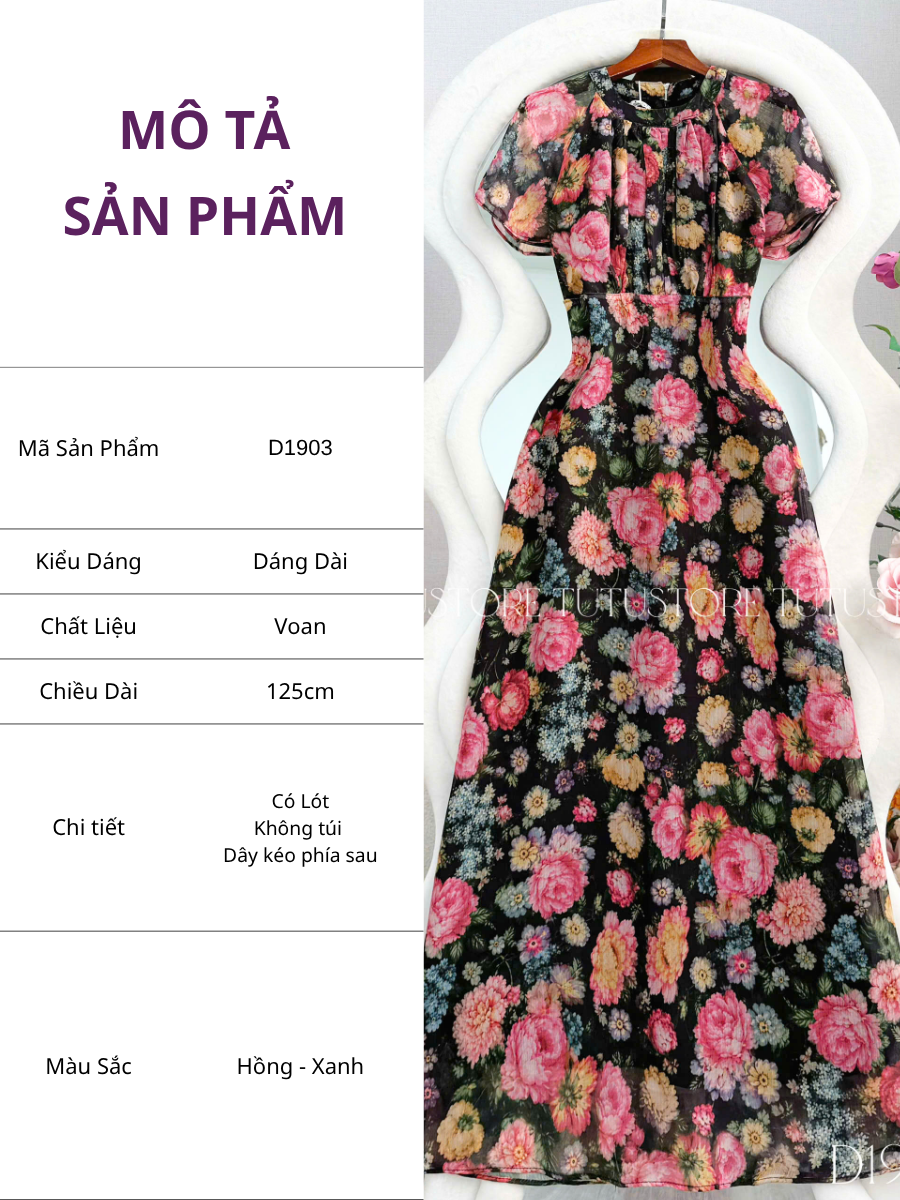 Đầm Thiết Kế Cổ Tròn Nhấn Eo Xinh Dáng Dài Đầm Đi Tiệc TuTu Store Mã D1903