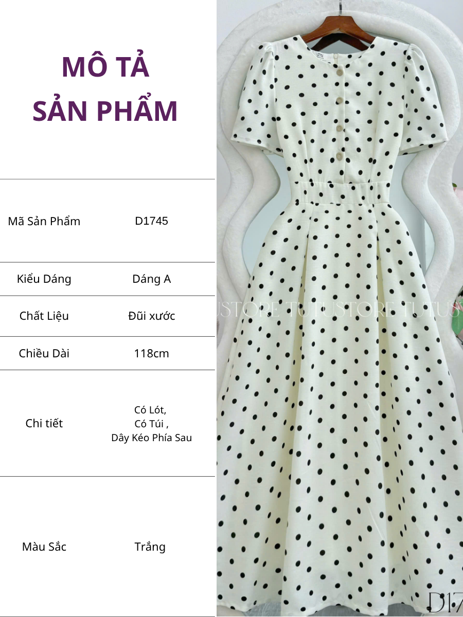 Đầm Thiết Kế Cổ Tròn Dáng Xòe Xếp Ly Đi Chơi TuTu Store Mã D1745
