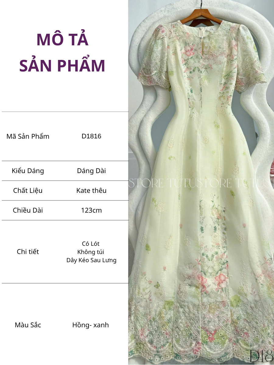 Đầm Thiết Kế Cổ Giọt Nước Dáng Dài Đi Chơi TuTu Store Mã D1816