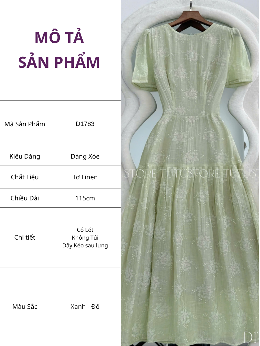 Đầm Thiết Kế Cổ Tròn Dáng Xòe Đi Chơi TuTu Store Mã D1783