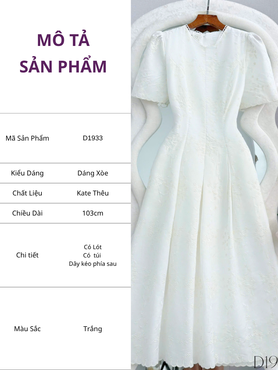 Đầm Thiết Kế Cổ Tròn Dáng Ngắn Xòe Nhẹ Nhàng Đầm Đi Tiệc TuTu Store Mã D1933