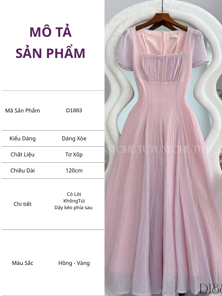 Đầm Thiết Kế Cổ Vuông Dáng Xòe Đầm Đi Tiệc TuTu Store Mã D1883