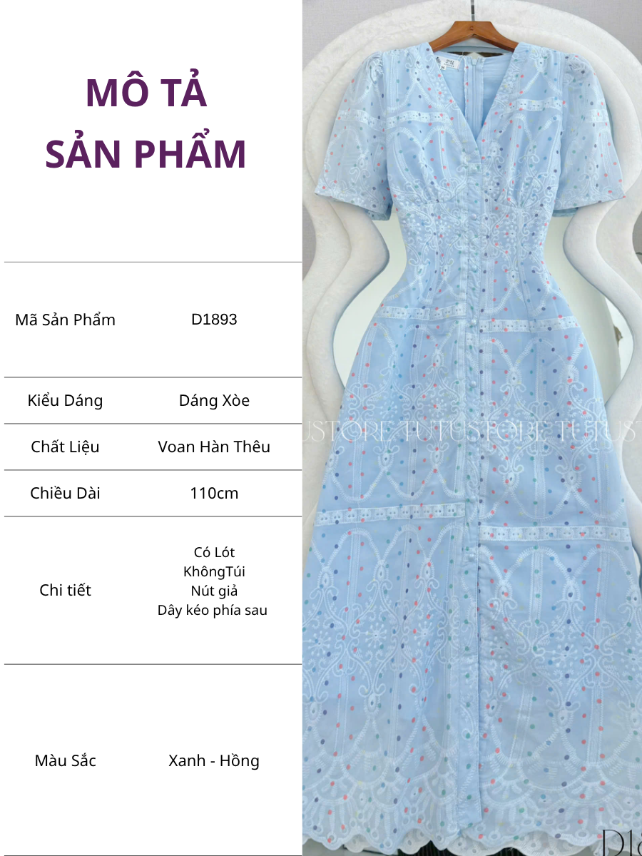 Đầm Thiết Kế Cổ Tim Dáng Dài Phối Chân Ren Đầm Đi Tiệc TuTu Store Mã D1893