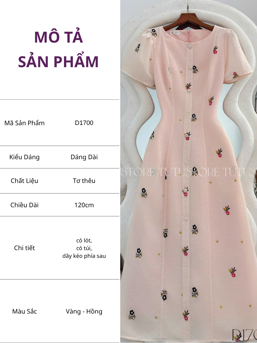 Đầm Thiết Kế Cổ Tròn Dáng Xòe Nhẹ Nhàng Đi Chơi TuTu Store Mã D1700