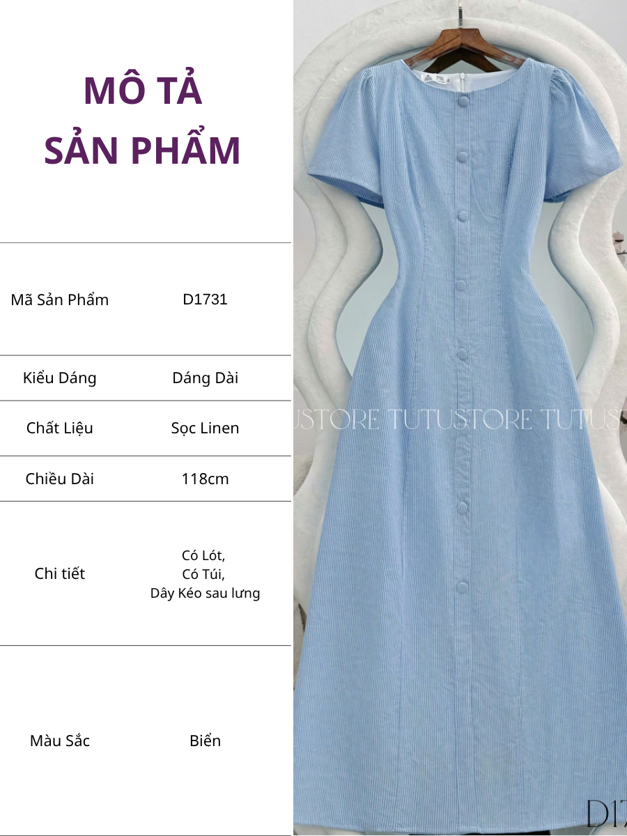 Đầm Thiết Kế Cổ Thuyền Dáng Dài Đi Chơi TuTu Store Mã D1731