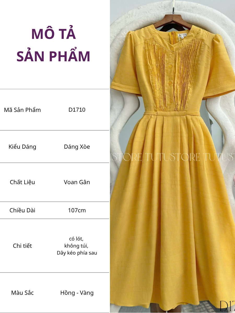 Đầm Thiết kế Cổ Sơ Mi Dáng Xòe Đi Chơi TuTu Store Mã D1710