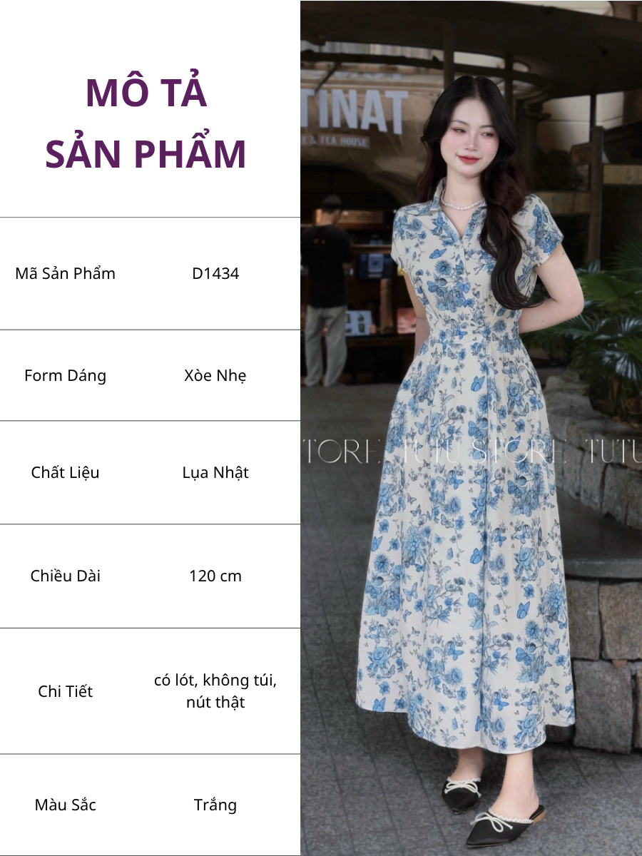 Đầm Lụa Nhật Thiết Kế TuTu Store Phù Hợp Đi Làm Dành Cho Nữ - Mã D1434