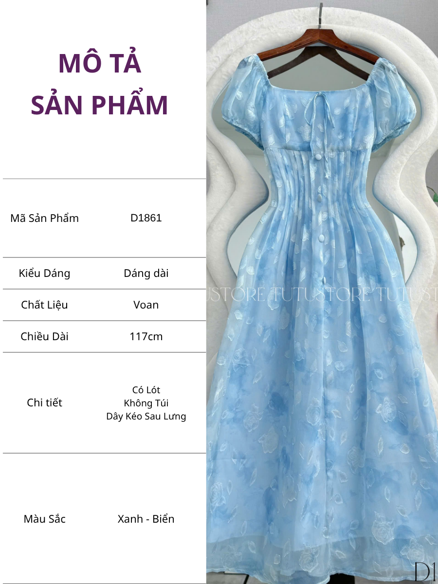 Đầm Thiết Kế Cổ Vuông Dáng Dài Đầm Đi Tiệc TuTu Store Mã D1861
