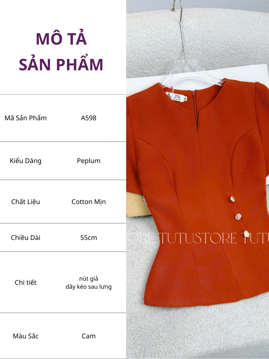 Áo Thiết Kế Dáng Peplum Công Sở TuTu Store Mã A598