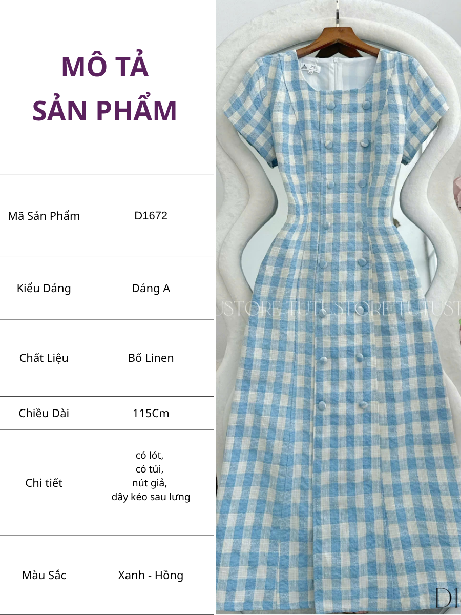 Đầm Thiết Kế Cổ Tròn Dáng A Đi Chơi TuTu Store Mã D1672