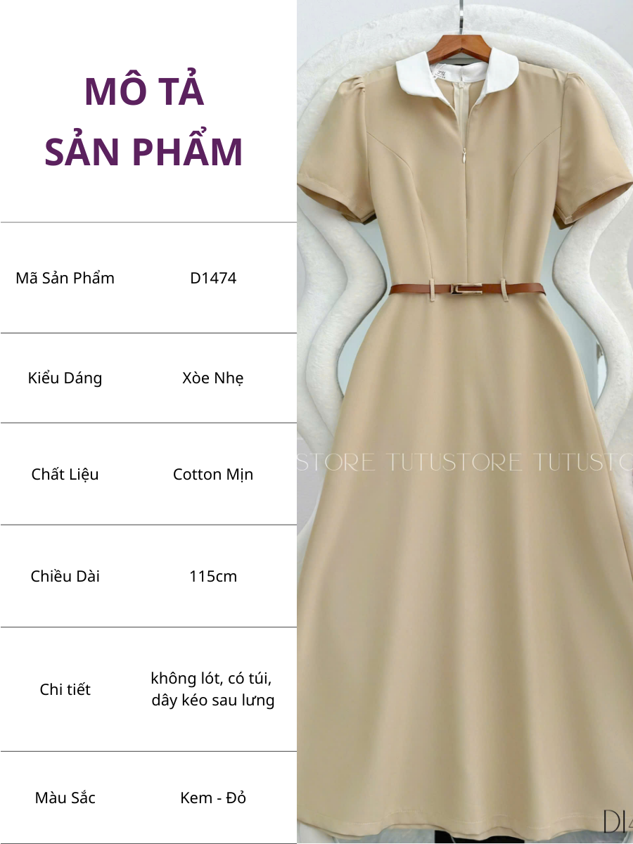 Đầm Thiết Kế TuTu Store - Mã D1474