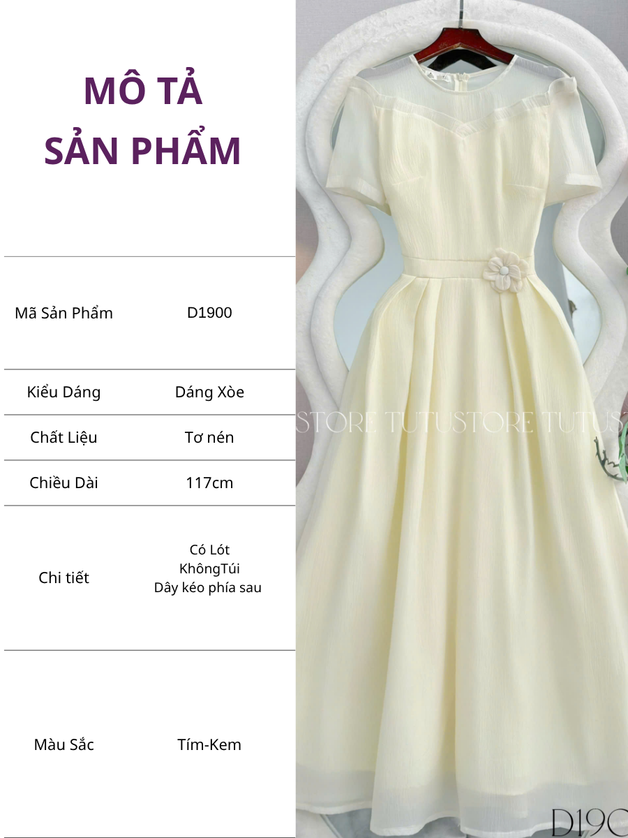 Đầm Thiết Kế Cổ Tròn Dáng Xòe Đầm Đi Tiệc TuTu Store Mã D1900