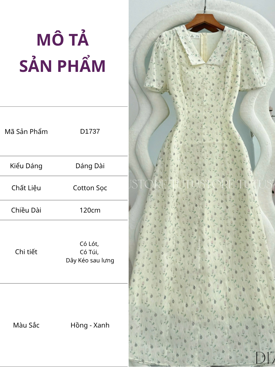Đầm Thiết Kế Cổ V Dáng Xòe Hoa Nhí Đi Chơi TuTu Store Mã D1737