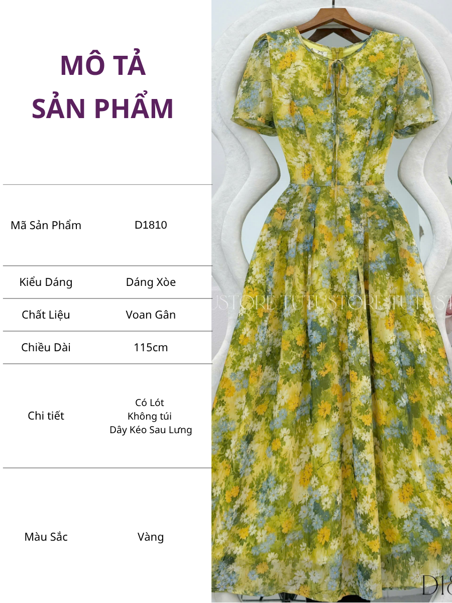 Đầm Hoa Thiết Kế Cổ Tròn Dáng Xòe Đi Chơi TuTu Store Mã D1810
