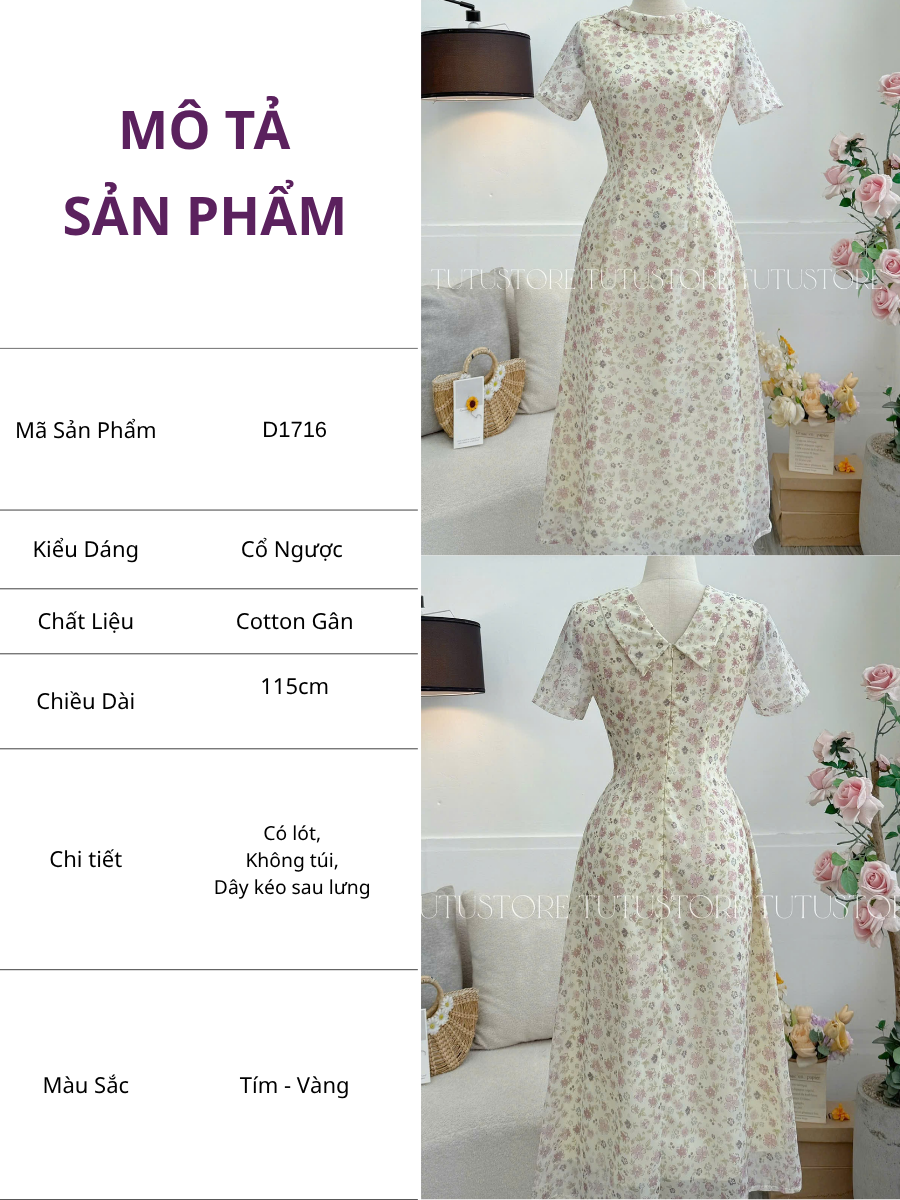 Đầm Thiết Kế Cổ Ngược Dáng Dài Đi Chơi TuTu Store Mã D1716