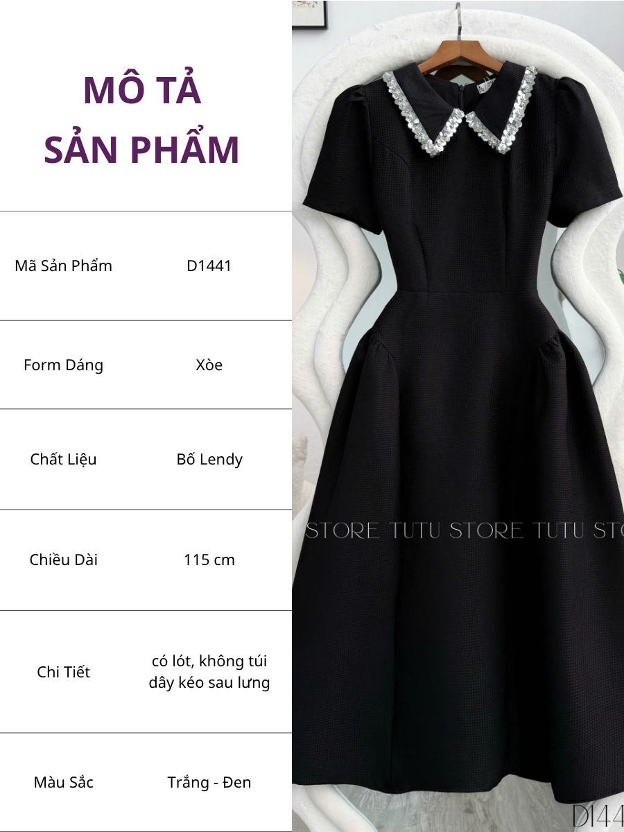 Đầm Bố Lendy Thiết Kế TuTu Store Phù Hợp Đi Tiệc Dành Cho Nữ - Mã D1441