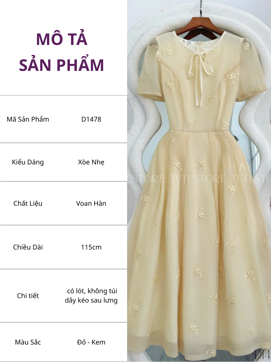 Đầm Thiết Kế TuTu Store - Mã D1478