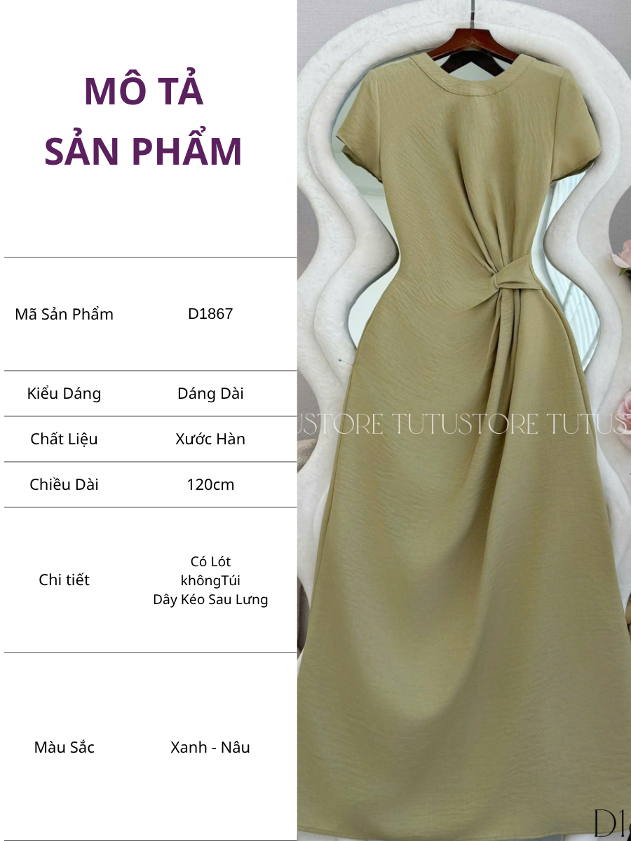 Đầm Thiết Kế Cổ Tròn Nhấn Eo Dáng Dài Đầm Đi Tiệc TuTu Store Mã D1867