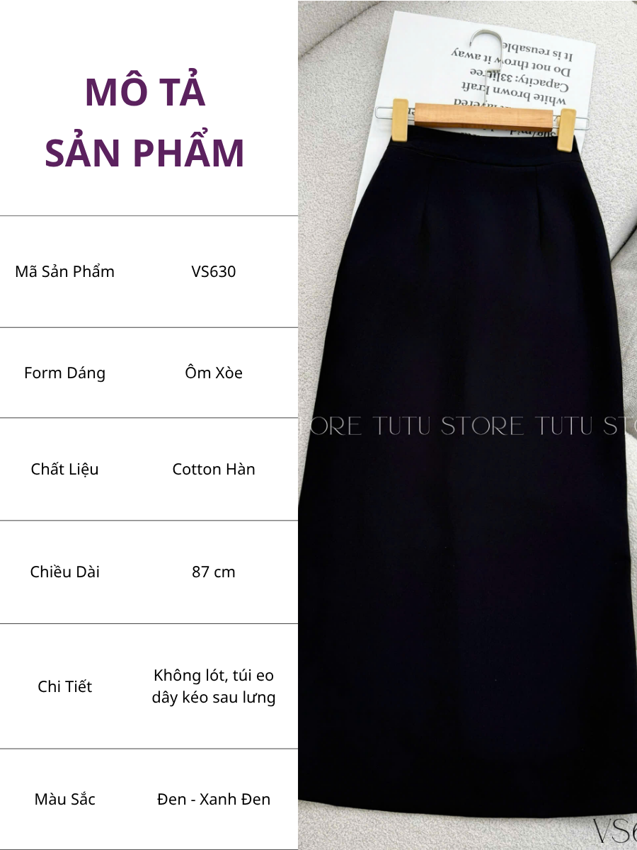 Chân Váy Cotton Hàn thiết Kế TuTu Store Dành Cho Nữ Mã VS630