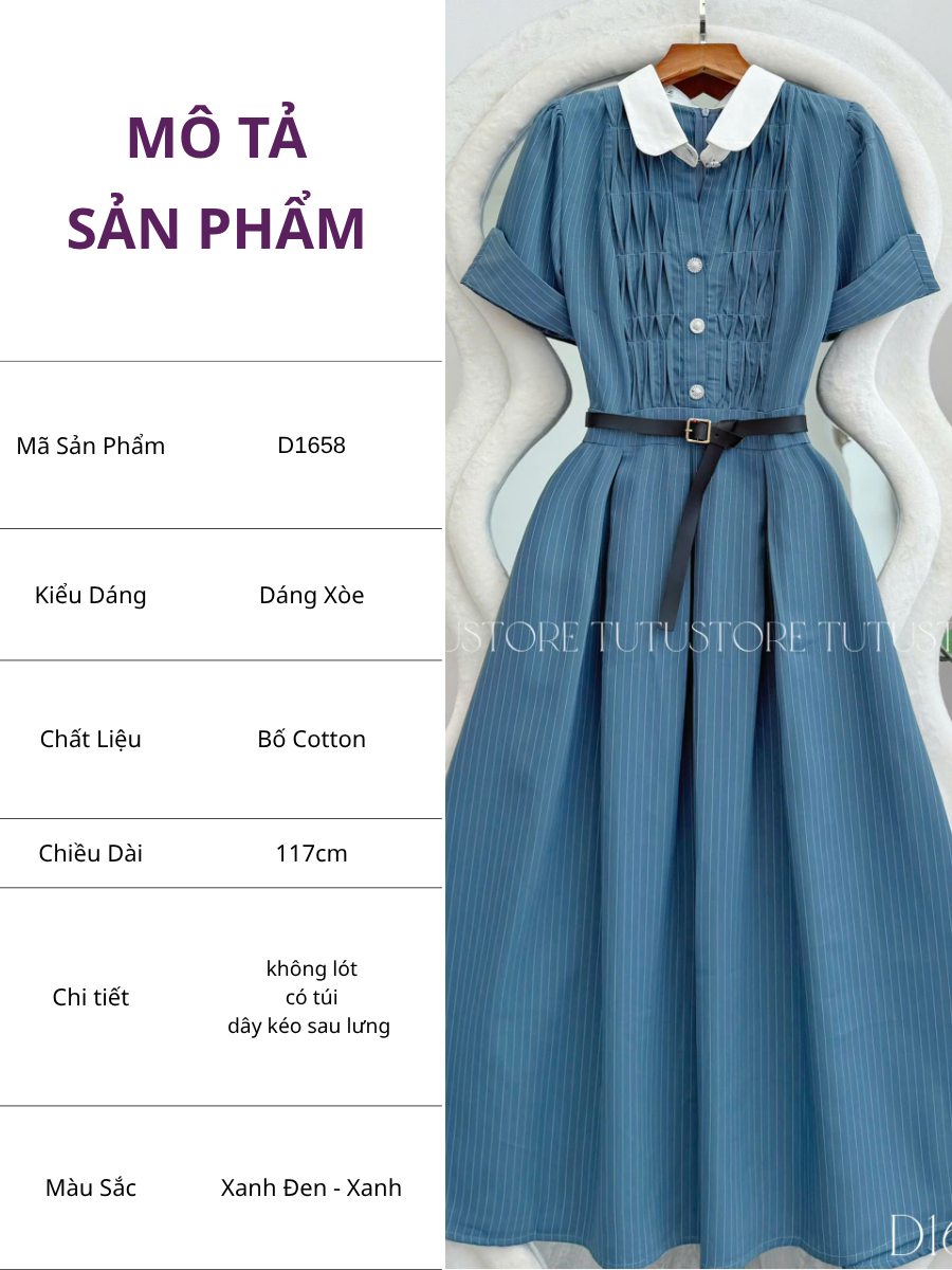 Đầm Thiết Kế Dáng Xòe Công Sở TuTu Store Mã D1658