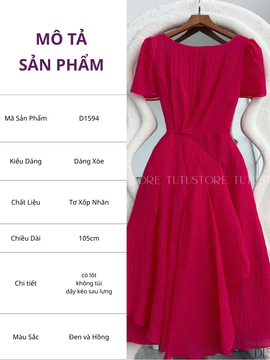 Đầm Thiết Kế Dáng Xòe Đi Chơi TuTu Store - Mã D1594