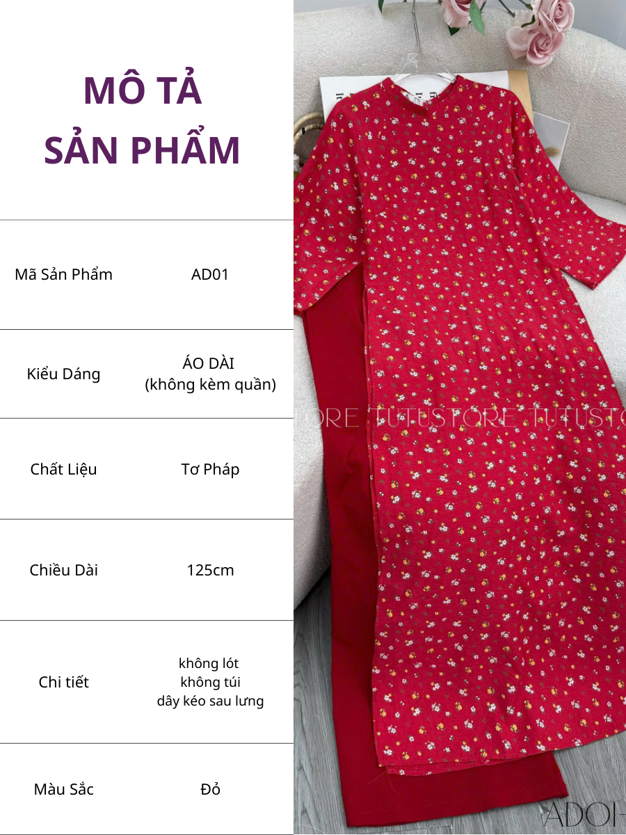 Áo Dài Thiết Kế Cách Tân Đi Chơi TuTu Store - Mã AD01