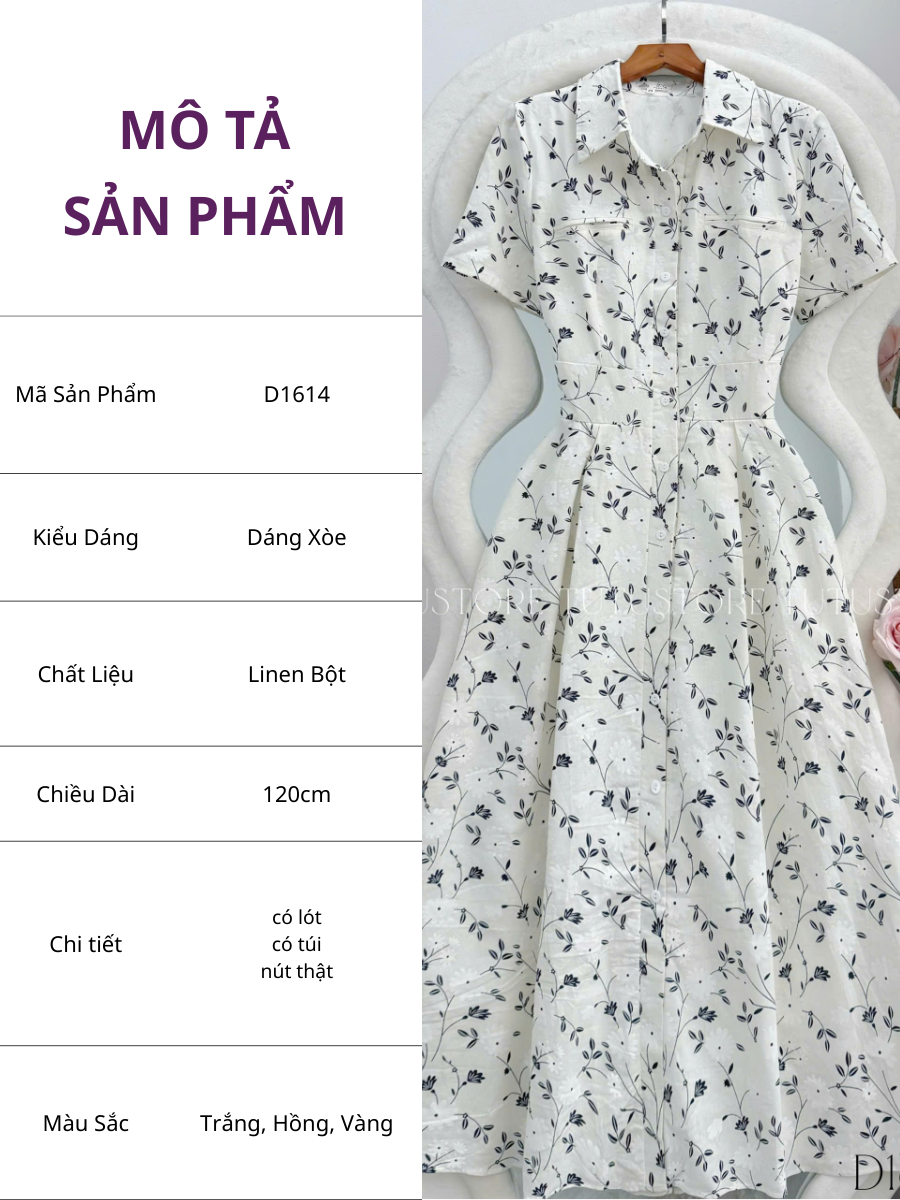Đầm Thiết Kế Cổ Sơ Mi Dáng Xòe Đi Chơi TuTu Store Mã D1614