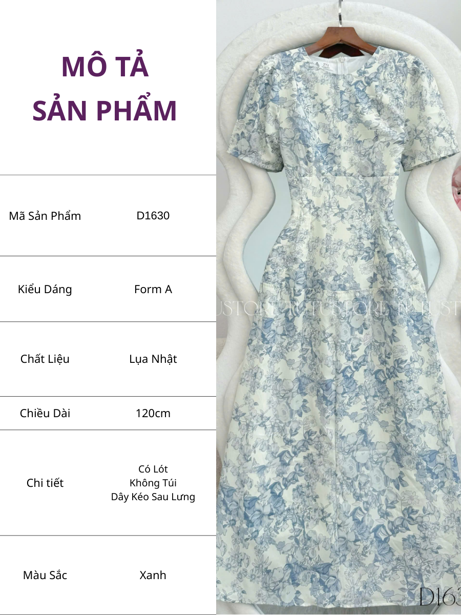 Đầm Thiết Kế Cổ Tròn Dáng Dài Đi Chơi TuTu Store Mã D1630