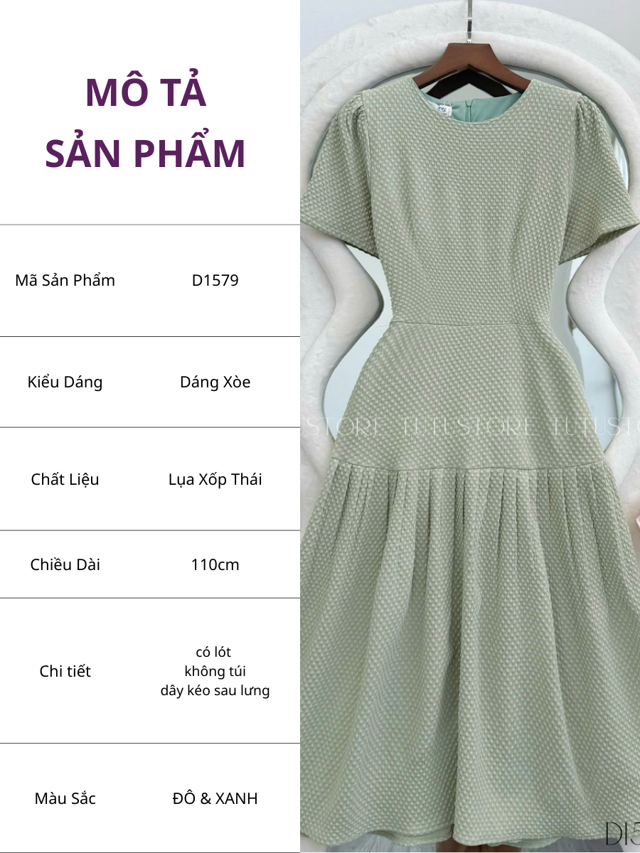 Đầm Thiết Kế Cổ Tròn Dáng Xòe Đi Chơi TuTu Store - Mã D1579