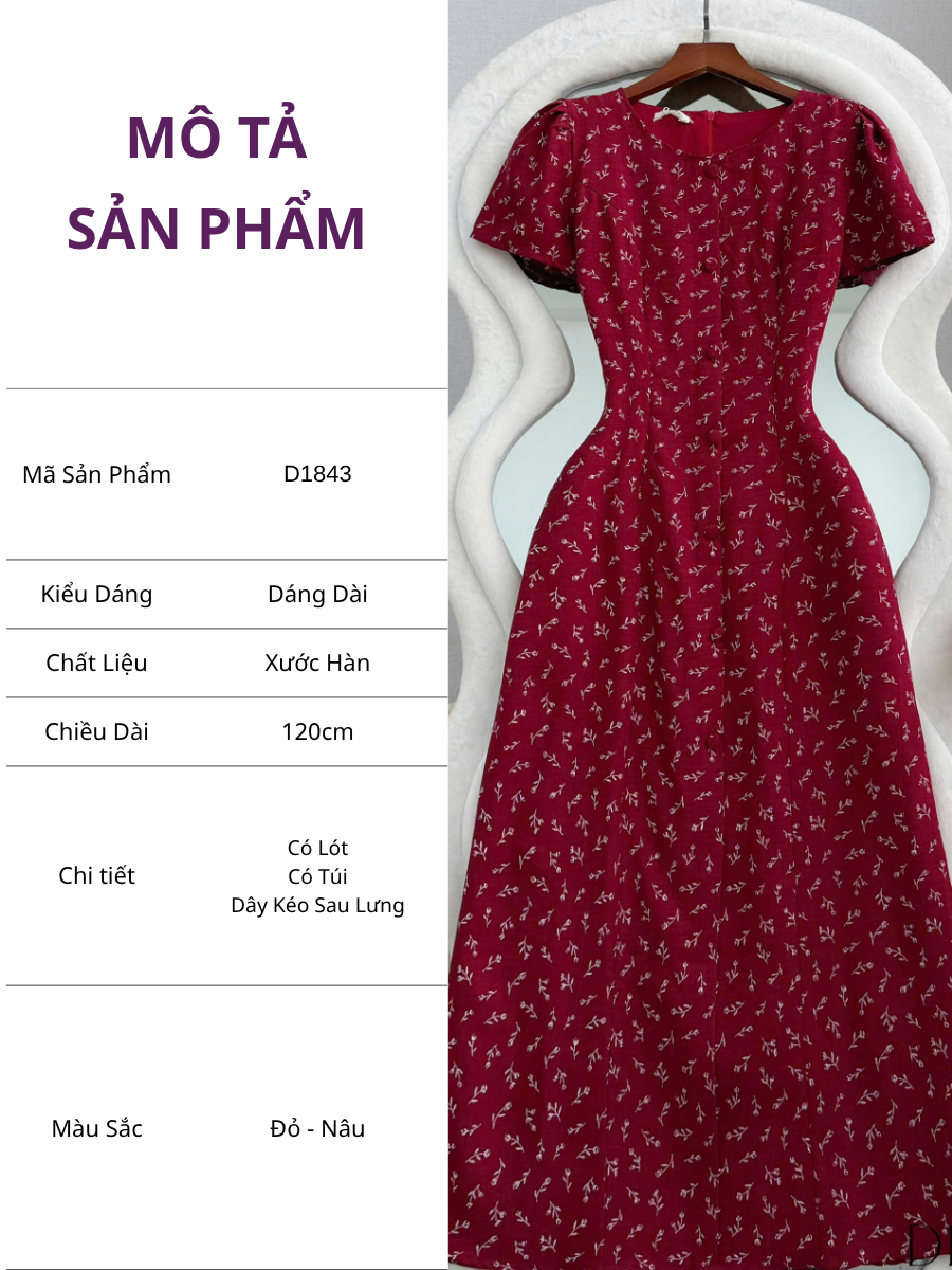 Đầm Thiết Kế Cổ Tròn Dáng Chữ A Hoa Nhí Đi Chơi TuTu Store Mã D1843