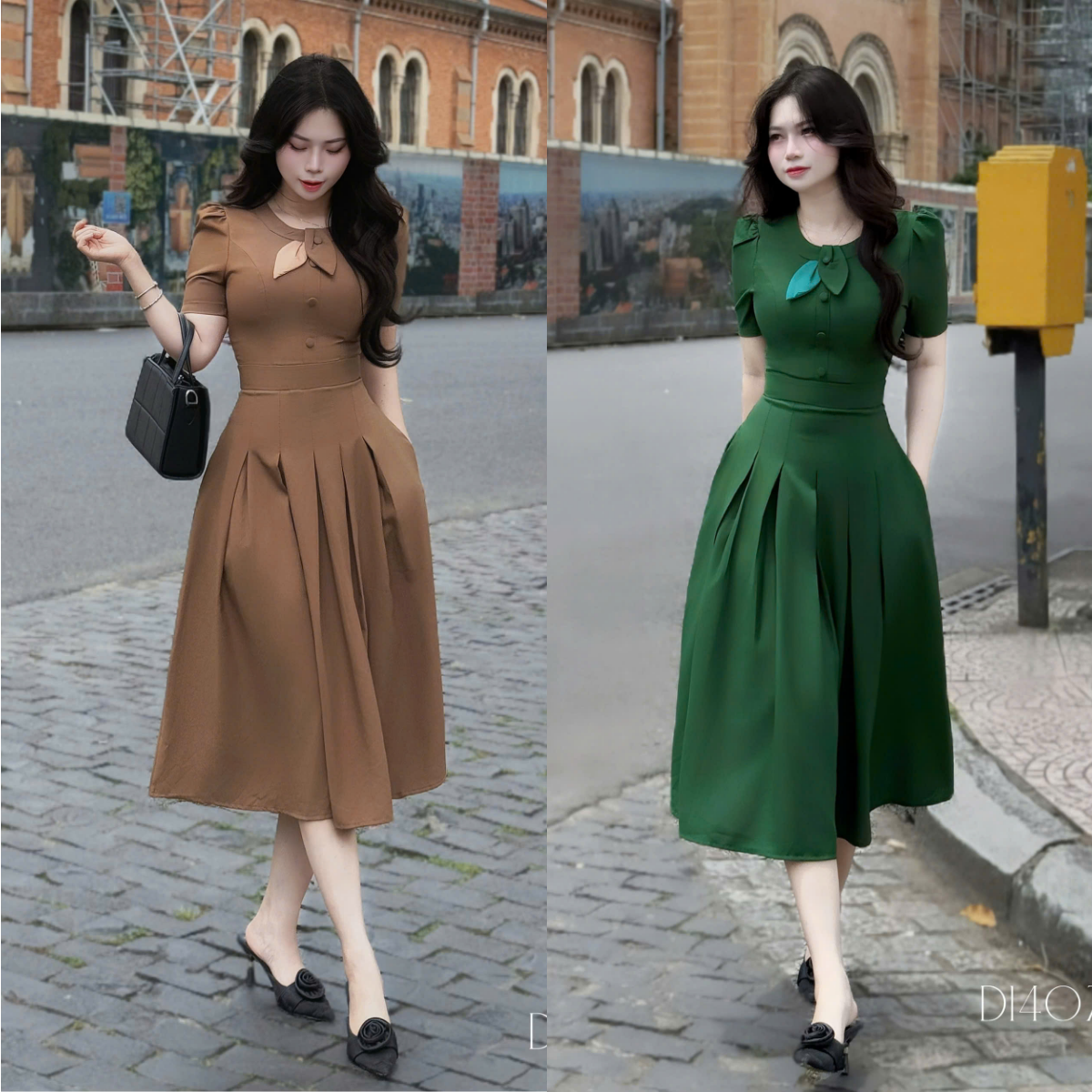 Đầm Cotton Mịn Thiết Kế TuTu Store Phù Hợp Đi Làm Dành Cho Nữ - Mã D1407