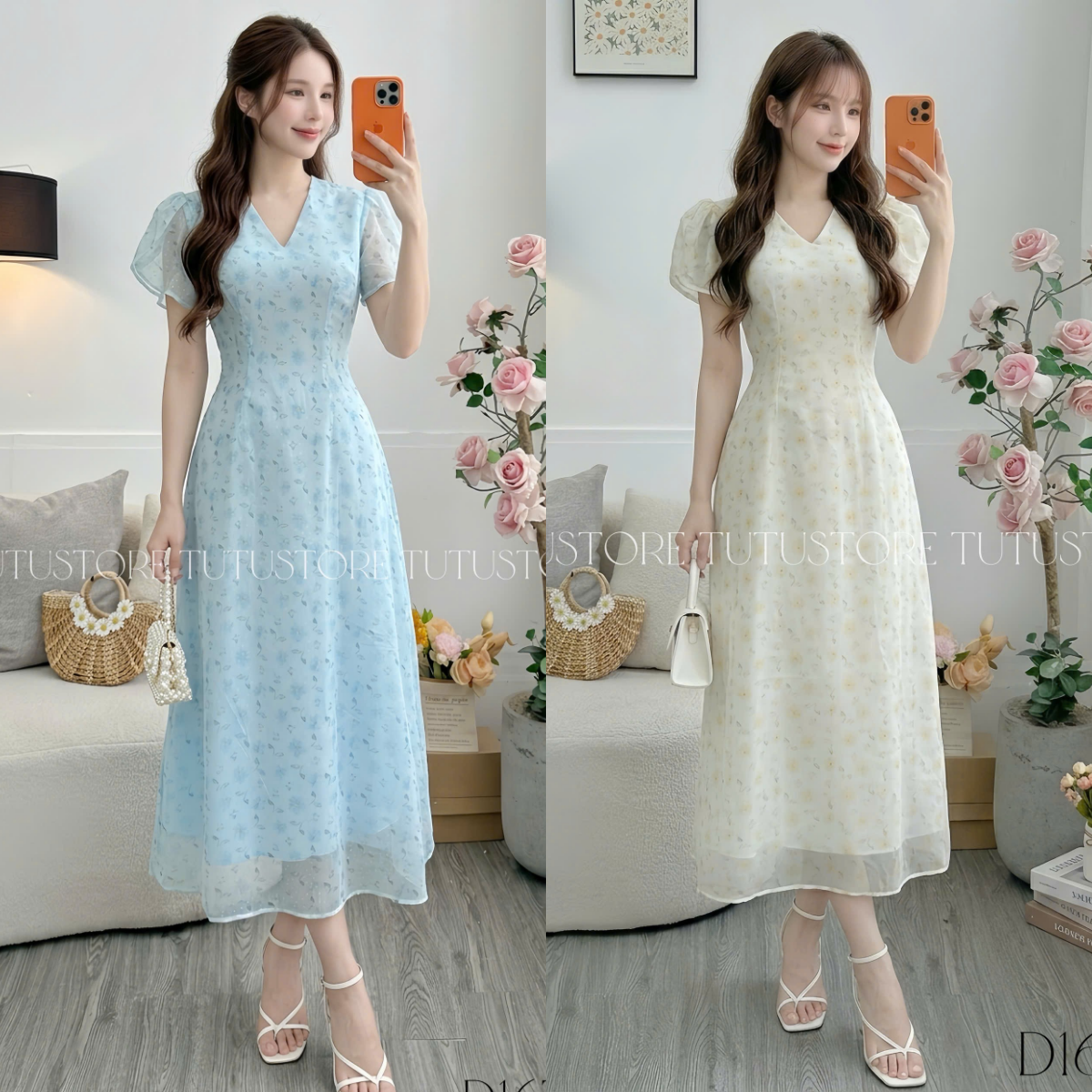 Đầm Thiết Kế Cổ V Dáng Dài Hoa Nhí Đi Chơi TuTu Store Mã D1670