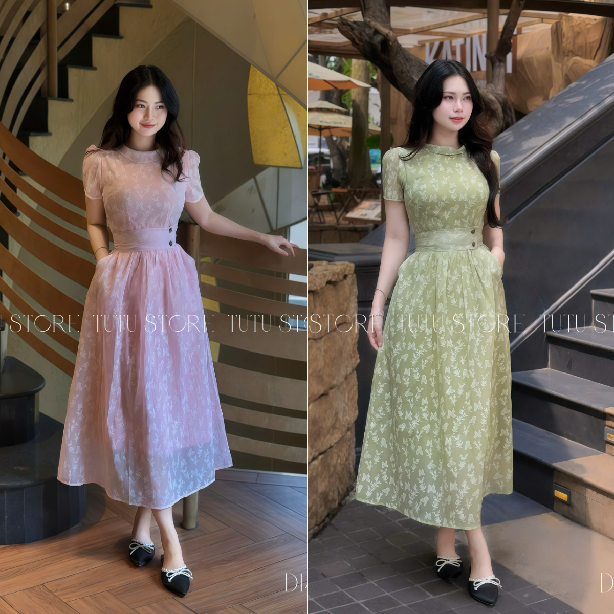 Đầm Tơ Nén In Thiết Kế TuTu Store Phù Hợp Đi Làm Dành Cho Nữ - Mã D1432