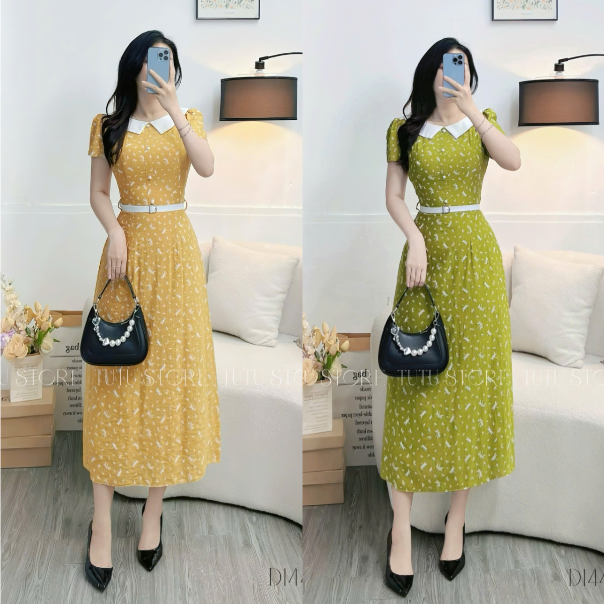 Đầm Tơ Xốp Nhăn Thiết Kế TuTu Store Phù Hợp Đi Chơi Dành Cho Nữ - Mã D1443