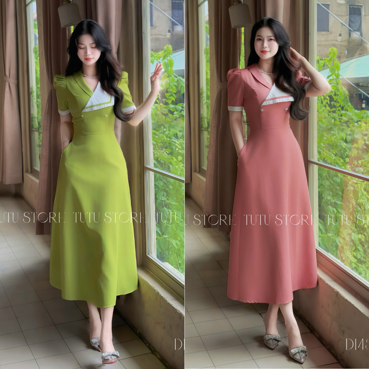 Đầm Linen Gân Thiết Kế TuTu Store Phù Hợp Công Sở Dành Cho Nữ - Mã D1439