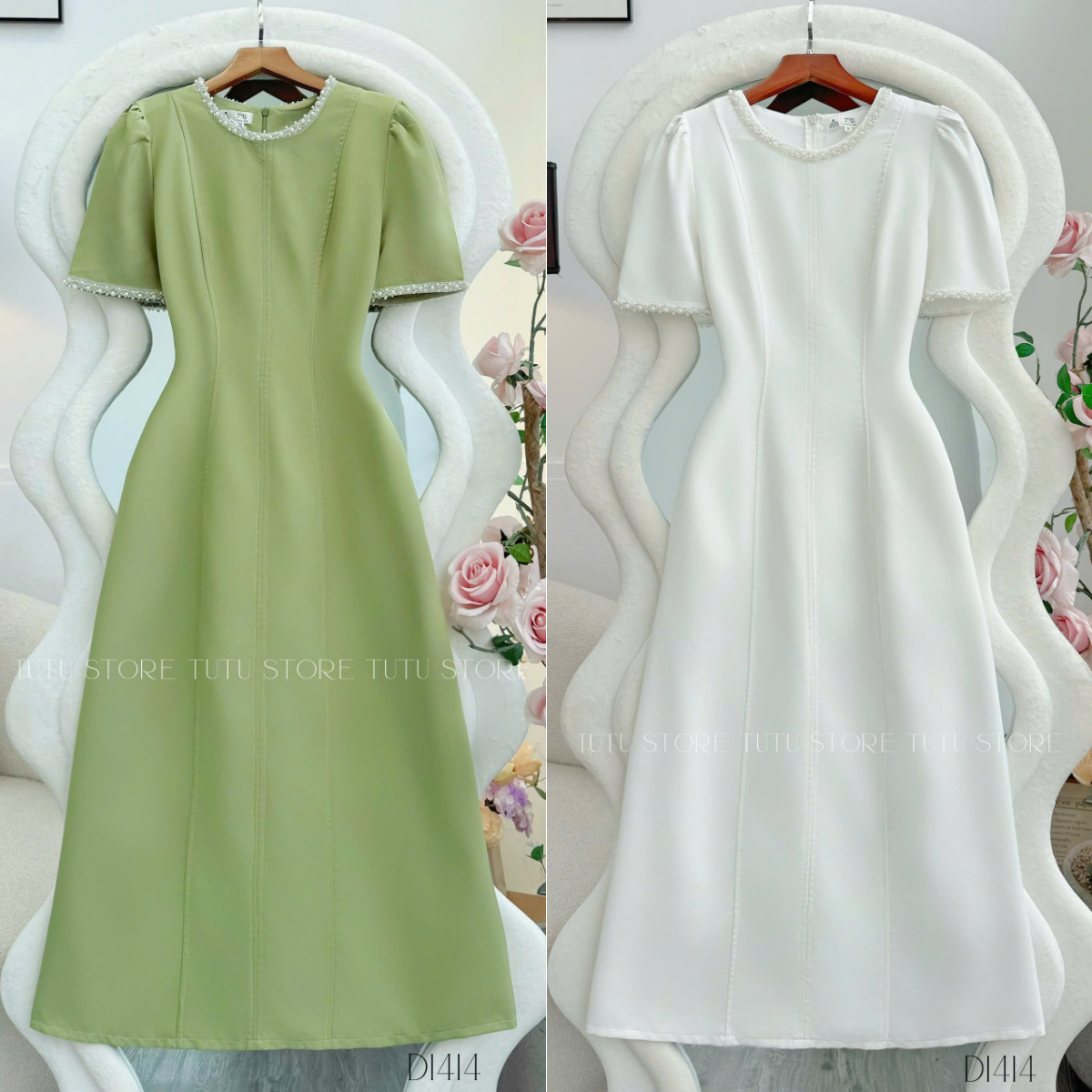 Đầm Cotton Mịn Thiết Kế TuTu Store Phù Hợp Đi Làm Dành Cho Nữ - Mã D1414