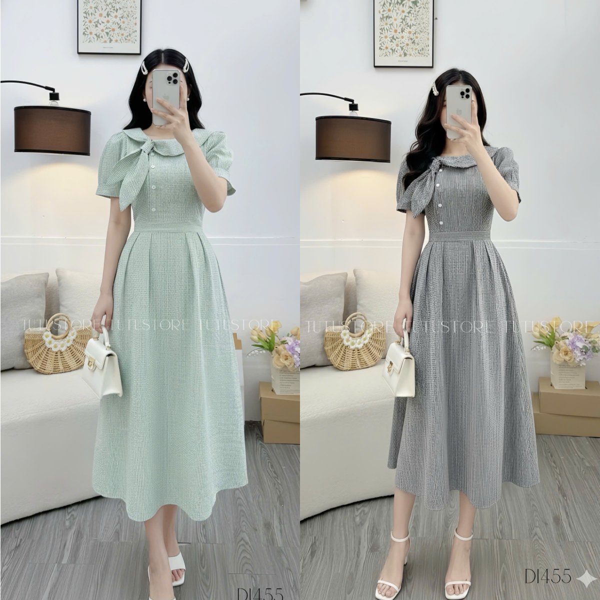 Đầm Caro Xốp Thiết Kế TuTu Store Phù Hợp Đi Làm Dành Cho Nữ - Mã D1455