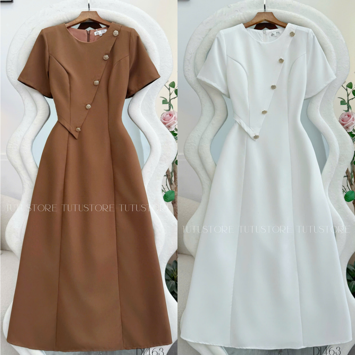 Đầm Cotton Mịn Thiết Kế TuTu Store Phù Hợp Đi Làm Dành Cho Nữ - Mã D1463