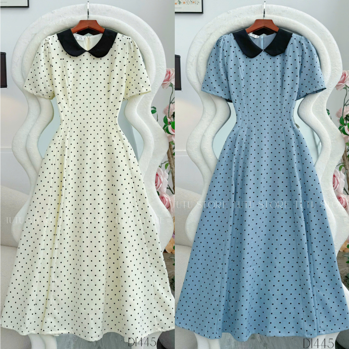 Đầm Bố Thái In Bi Thiết Kế TuTu Store Phù Hợp Công Sở Dành Cho Nữ - Mã D1445