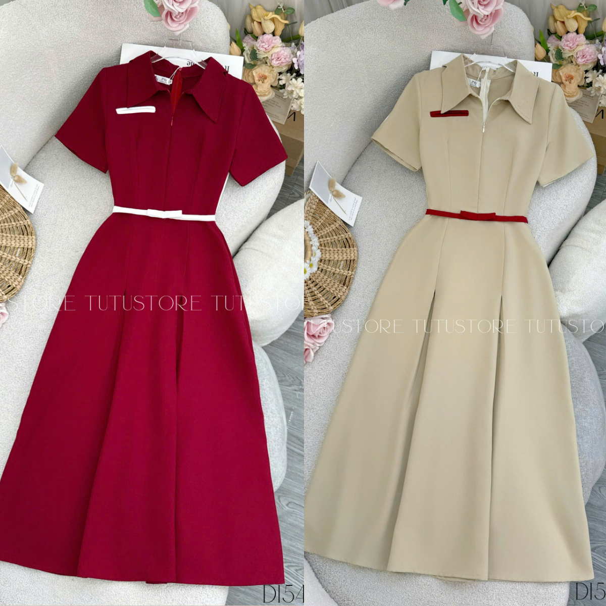 Đầm thiết kế cổ sơ mi dáng dài công sở TuTu Store - Mã D1547