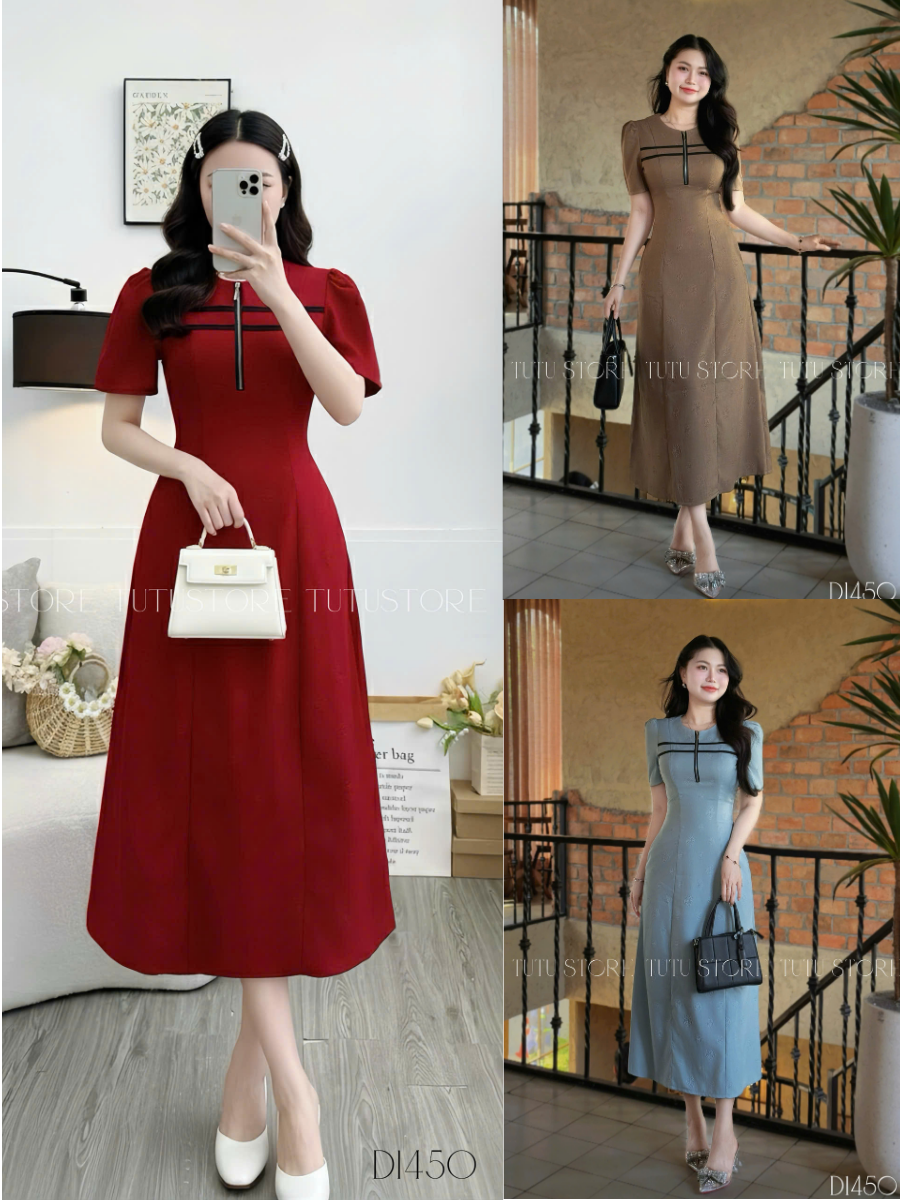 Đầm Bố Dập Hoa Thiết Kế TuTu Store Phù Hợp Đi Tiệc Dành Cho Nữ - Mã D1450