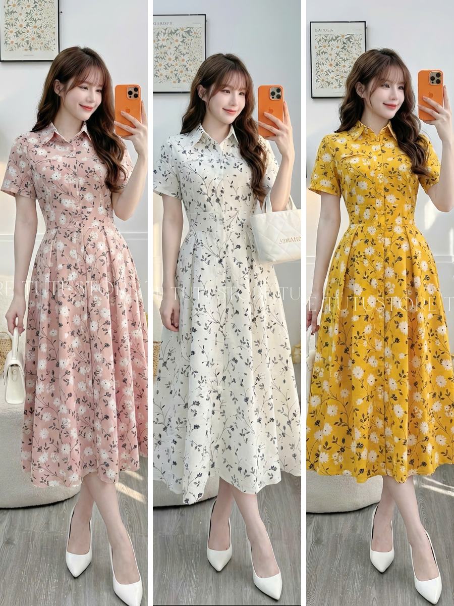 Đầm Thiết Kế Cổ Sơ Mi Dáng Xòe Đi Chơi TuTu Store Mã D1614