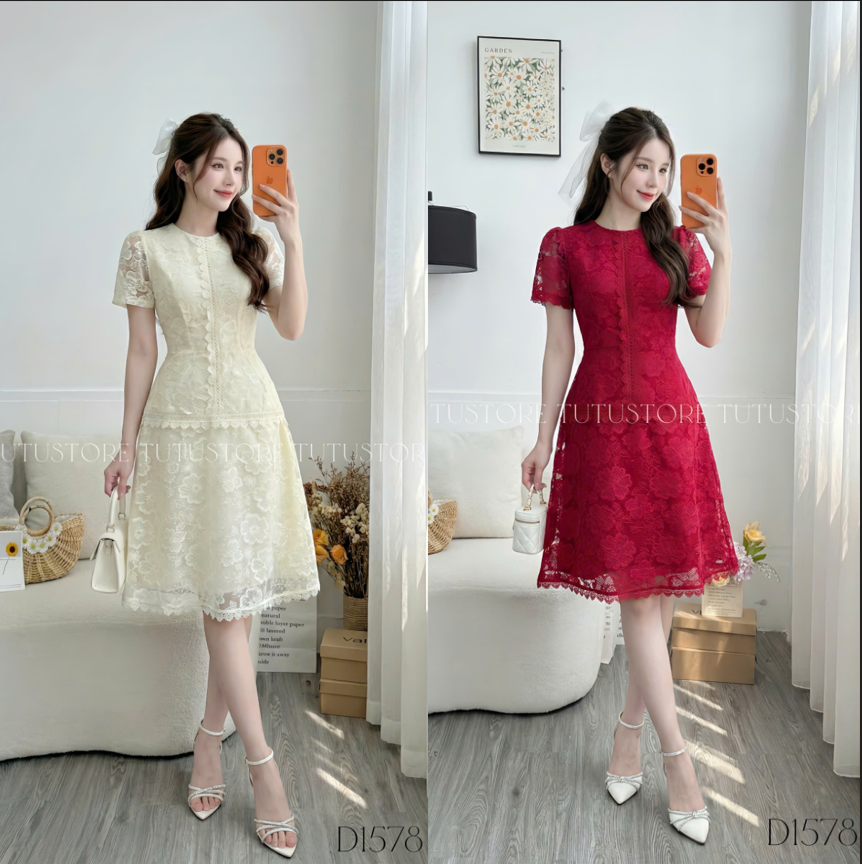 Đầm Thiết Kế Cổ Tròn Dáng Chữ A Đi Tiệc TuTu Store - Mã D1578