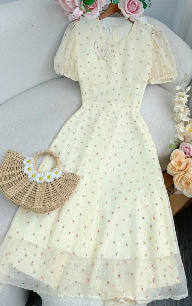 Đầm Voan Hạt Thiết Kế TuTu Store Phù Hợp Đi Làm Dành Cho Nữ - Mã D1237